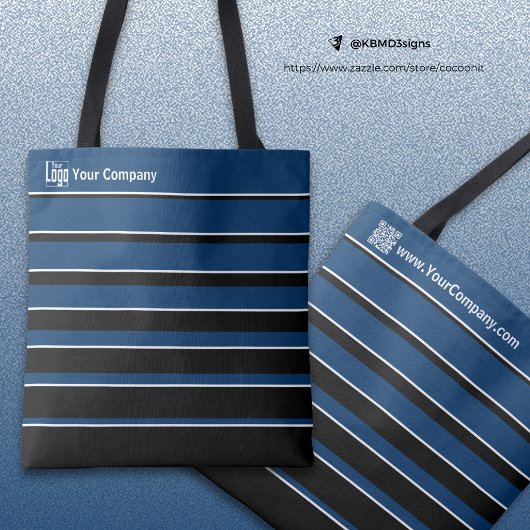 Name des Small Business-Logos QR-Code Blau Schwarz Tasche