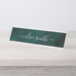 Name des Smarald Aquarell Monogram Schreibtischnamensplakette