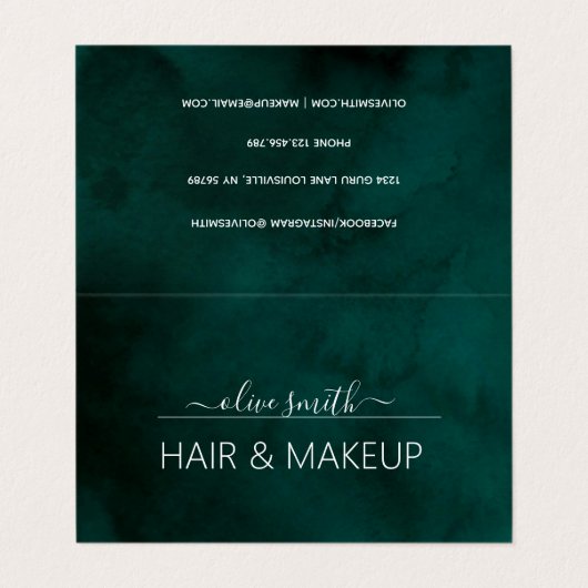 Name des Smarald Aquarell Monogram Visitenkarten (Außenseite Aufgefaltet)