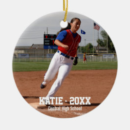 Name des Softball Foto Player, Schuljahr Keramik Ornament