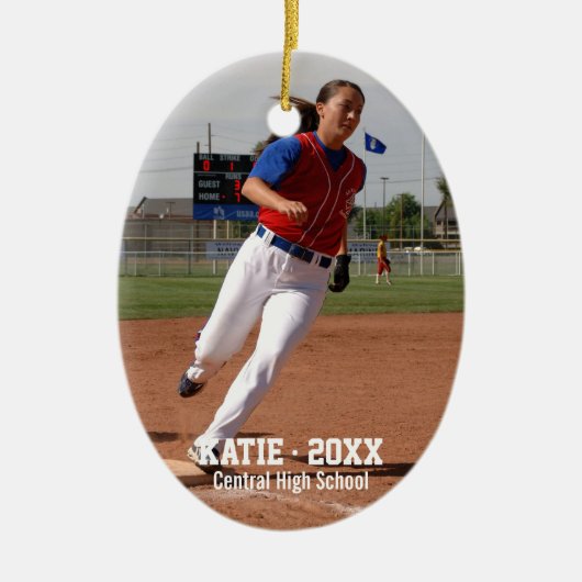 Name des Softball Foto Player, Schuljahr Keramikornament (Vorne)
