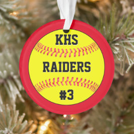 Name des Softballteams, Briefe und Spielernummer Ornament