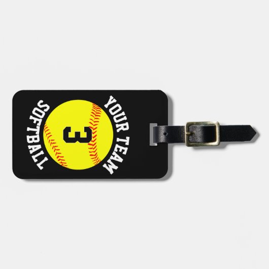 Name des Softwareballteams, Nummer des Spielers Gepäckanhänger (Vorderseite horizontal)