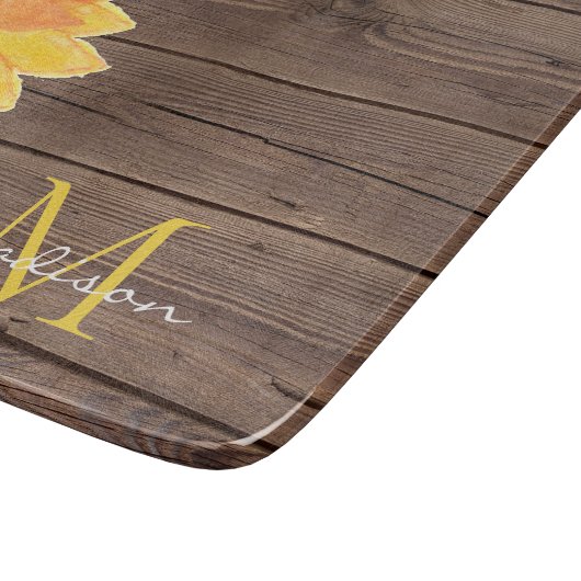 Name des Sonnenblumenstall Holz Monogramm Schneidebrett (Ecke)