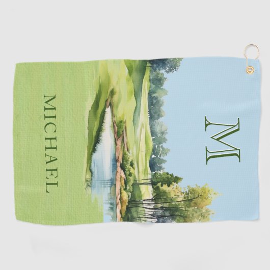 Name des speziellen Golfplatzes Monogram Golfhandtuch (Horizontal)