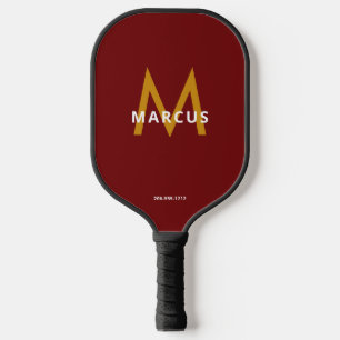 Name des Spielers Burgundy Red Monogram Pickleball Schläger