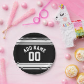 Name des Sports Jersey Black and White Strips Pappteller (Party)