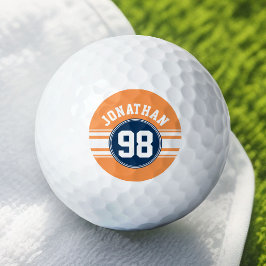 Name des Sports Jersey Blue und Orange Stripes Golfball