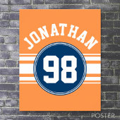 Name des Sports Jersey Blue und Orange Stripes Poster