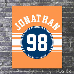 Name des Sports Jersey Blue und Orange Stripes Poster