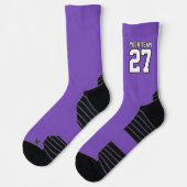 Name des Sportteams Lila Weiße Basketball Socken (Links)