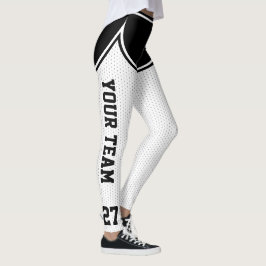 Name des Sportteams Nummer der weißen Schwarzen Pu Leggings