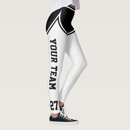 Name des Sportteams Nummer der weißen Schwarzen Pu Leggings (Rechts)
