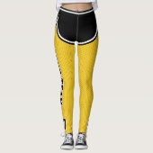 Name des Sportteams Nummer Schwarz Gelbe Punktspli Leggings (Vorderseite)