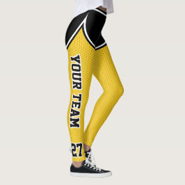 Name des Sportteams Nummer Schwarz Gelbe Punktspli Leggings