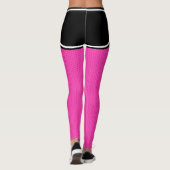 Name des Sportteams Nummer Schwarz Hot Pink Dot Sh Leggings (Rückseite)
