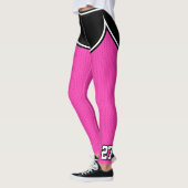Name des Sportteams Nummer Schwarz Hot Pink Dot Sh Leggings (Links)