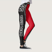 Name des Sportteams Nummer Schwarz Rot Streifen Leggings (Rechts)