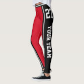 Name des Sportteams Nummer schwarz rot Streifen Leggings (Links)