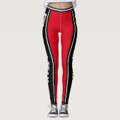 Name des Sportteams Nummer schwarz rot Streifen Leggings (Vorderseite)