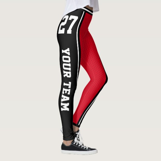 Name des Sportteams Nummer schwarz rot Streifen Leggings (Rechts)