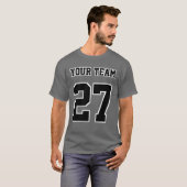 Name des Sportteams Nummer Weiß Schwarze Konturen T-Shirt (Vorne ganz)