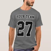 Name des Sportteams Nummer Weiß Schwarze Konturen T-Shirt (Vorderseite)