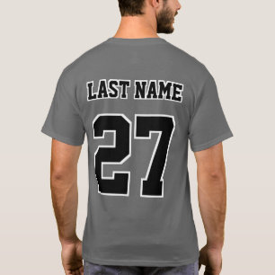 Name des Sportteams Nummer Weiß Schwarze Konturen T-Shirt