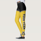 Name des Sportteams schwarz Gelbe Punktsplitter Leggings (Links)