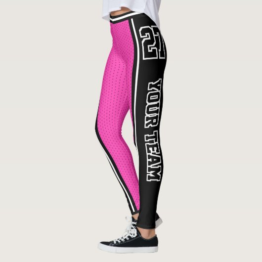 Name des Sportteams schwarz, rosa gestrichen Leggings (Links)