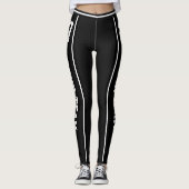 Name des Sportteams Schwarz-weiß gestrichen Leggings (Vorderseite)