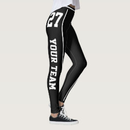 Name des Sportteams Schwarz-weiß gestrichen Leggings