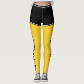 Name des Sportteams schwarze Gelbe Shorts Leggings (Vorderseite)