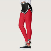 Name des Sportteams Schwarze rote Punktschilder Leggings (Links)