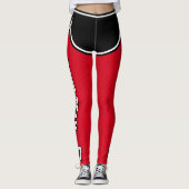 Name des Sportteams Schwarze rote Punktschilder Leggings (Vorderseite)
