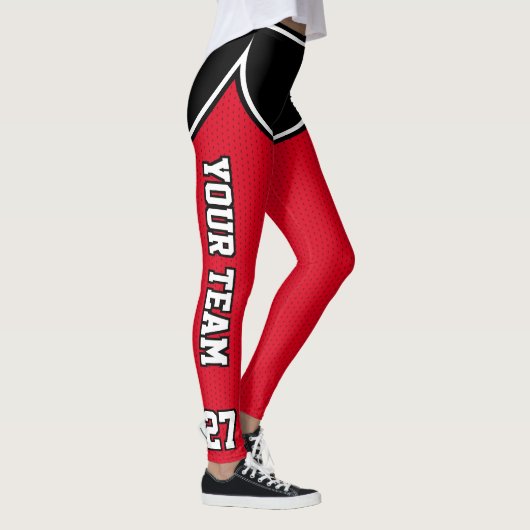 Name des Sportteams Schwarze rote Punktschilder Leggings (Rechts)