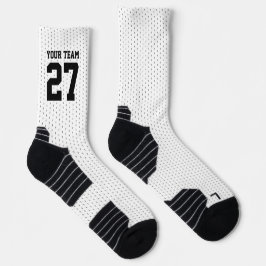 Name des Sportteams weiß schwarz gepunktet Socken
