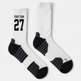 Name des Sportteams weiß schwarz gepunktet Socken