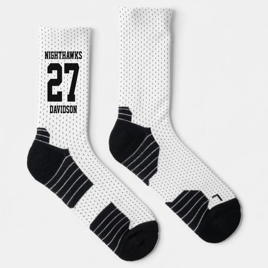 Name des Sportteams Weißer gepunkteter Basketball Socken (Rechts)