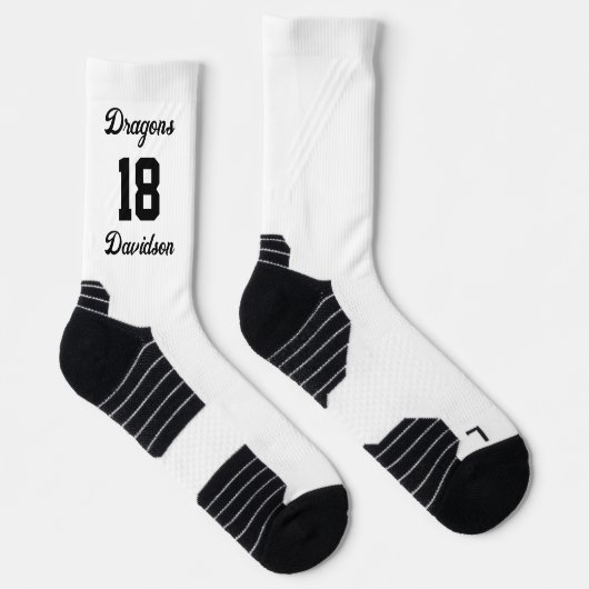Name des Sportteams: White Script Baseball Socken (Rechts)