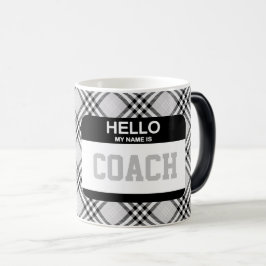 Name des Sporttrainers Tag Grau Schwarz-weißes Kar Verwandlungstasse