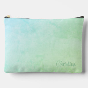 Name des Strandes im Aquamarinen Blue Green Ombré Zubehörtasche