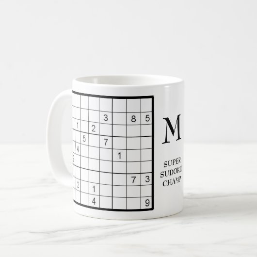 Name des Sudoku Monogramms Kaffeetasse (Vorderseite Links)