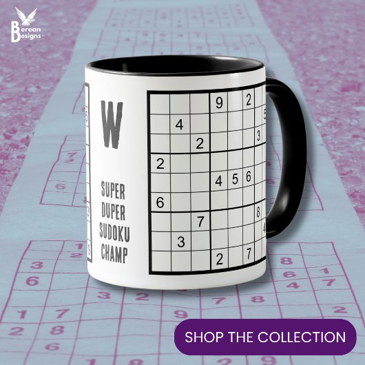 Name des Sudoku Monogramms Tasse