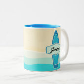 Name des Surfbrett-Beachs Zweifarbige Tasse (VorderseiteRechts)