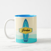 Name des Surfbrett-Beachs Zweifarbige Tasse (Links)