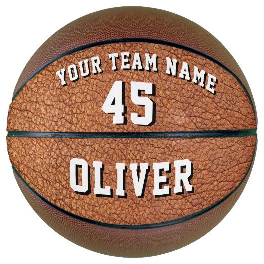 Name des Teams für Leather Print Player Basketball (Vorderseite)