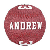 Name des Teams für Red Leather Print Player Baseball (Rückseite)