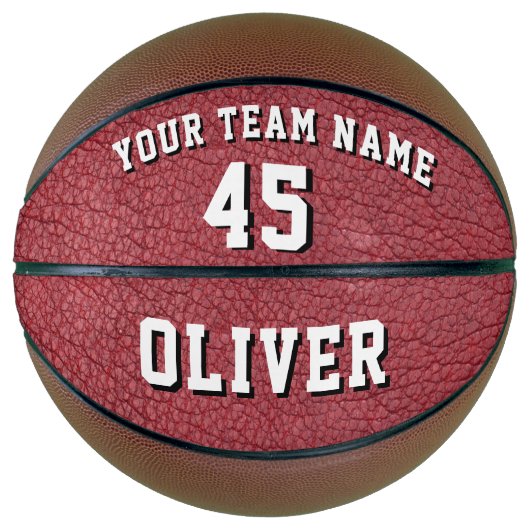Name des Teams für Red Leather Print Player Basketball (Vorderseite)