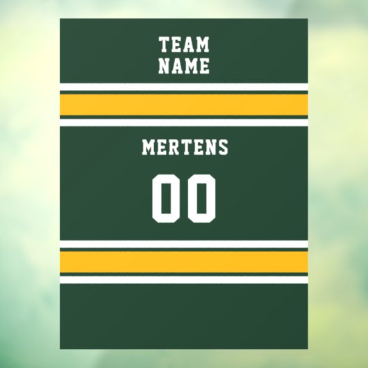 Name des Teams Green Gold White Sports Jersey Fensteraufkleber (Blatt 3)